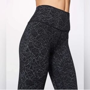 Lululemon Align Crop Leggings in the Lacescape Dark Cast Black prin